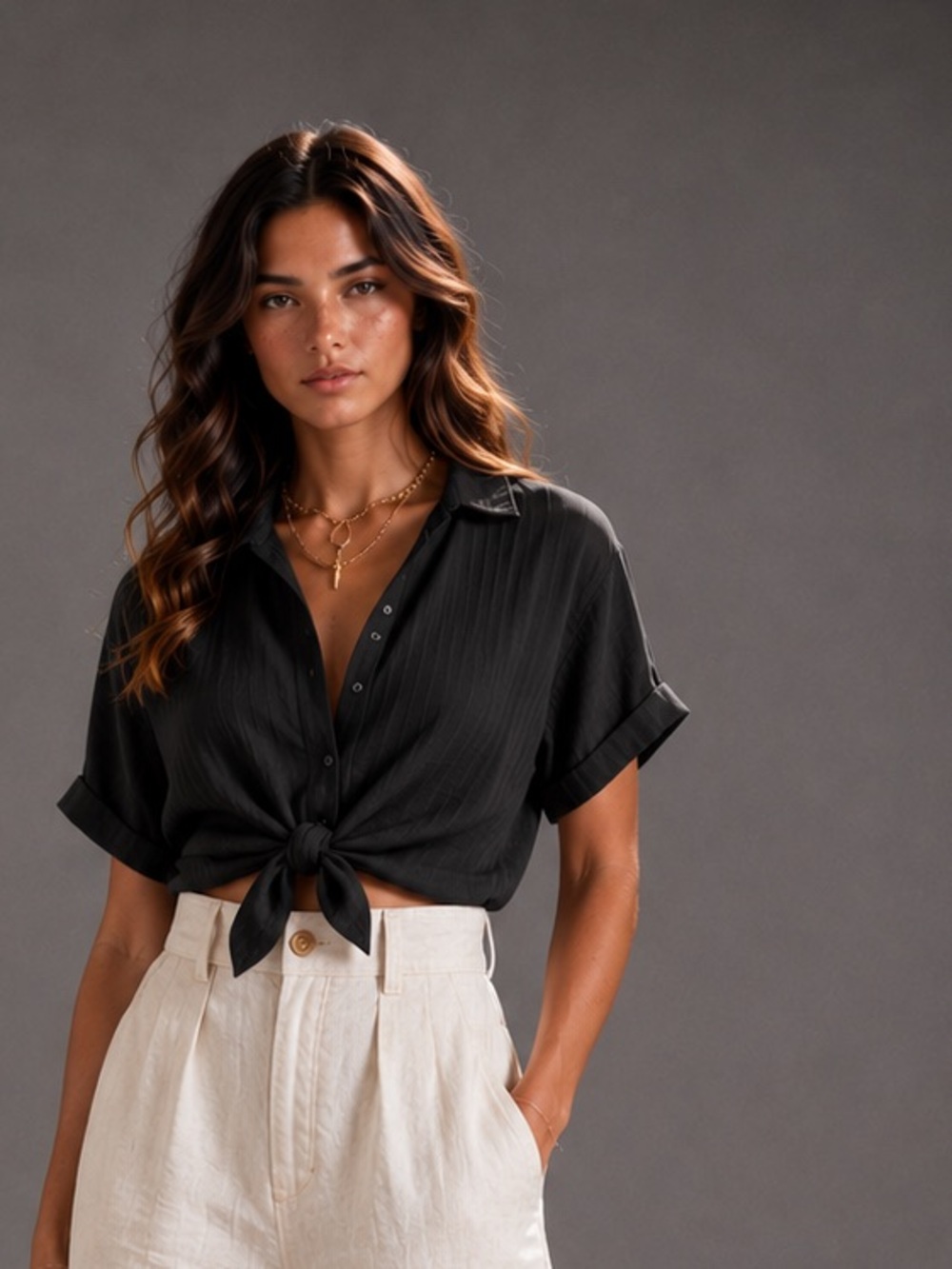 Rose + Olive Tie Front Crop Top Effortless Summer